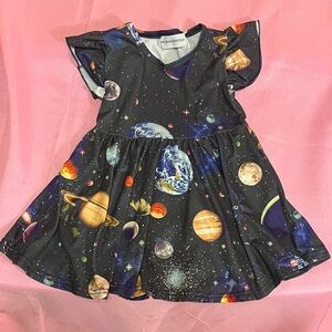 Galaxy Adventure Kids Dress - Black and Multicolor